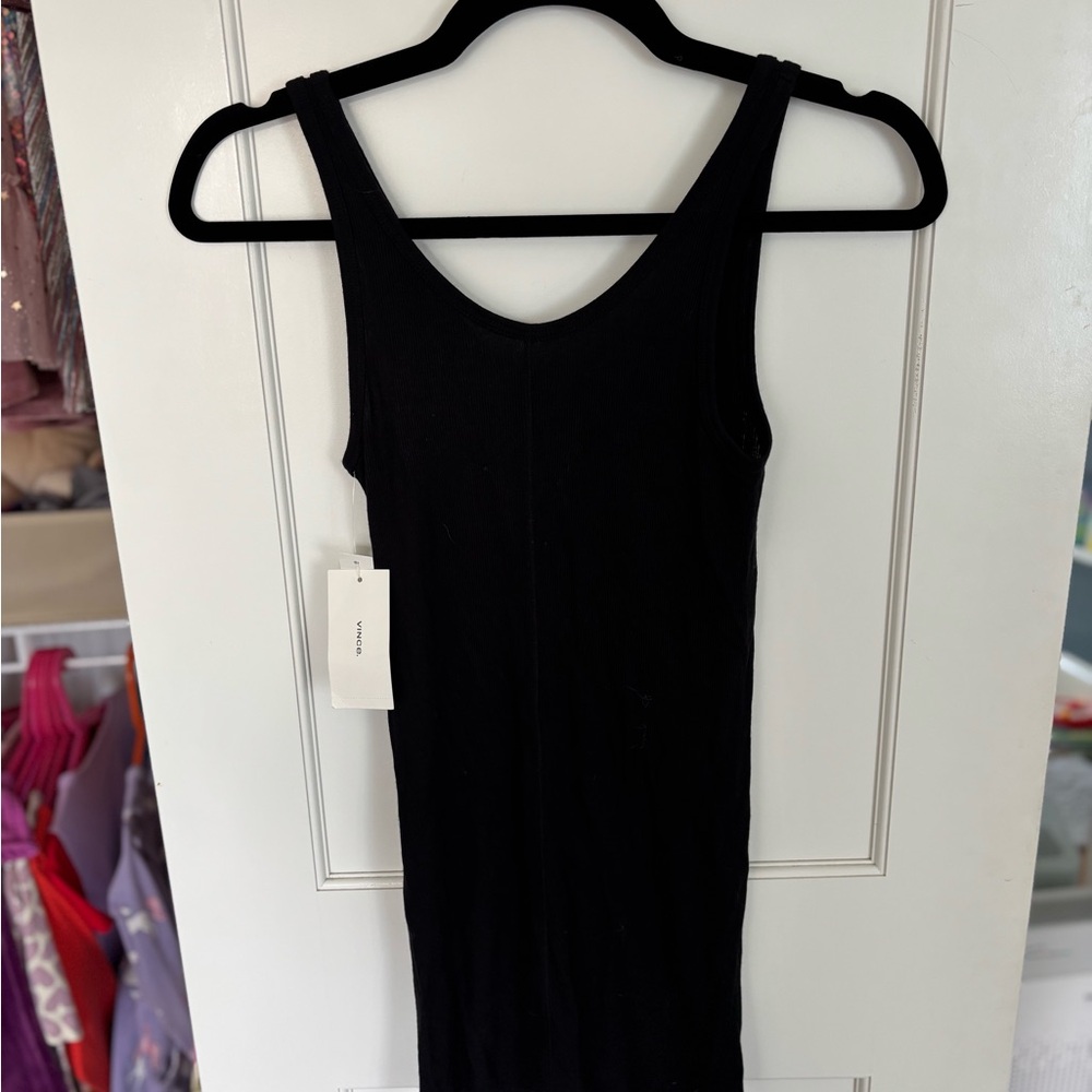 Vince Black Ribbed Tank Dress